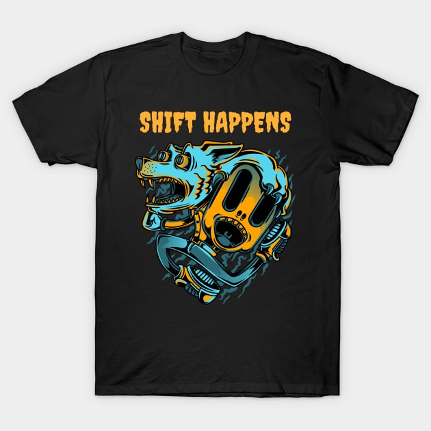 Shift Happens Crazy Werewolf T-Shirt by Figmenter